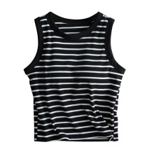 Heevina Striped Tank Tops With Built In Bras Crop Top Shelf Bra Vest Undershirts Camisole Cami Summer