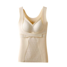 Women's Thermal Tank Tops with Shelf Bra 2-in-1 Thermal Underwear High Stretch Sleeveless Camisoles (Champagne,Large)