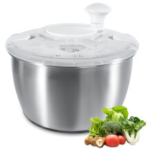 Salad Spinner Stainless Steel Salad Spinner with Lid Quick Salad Spinner Large Salads Easy Spin White 4.5 Litres Ref: 8521
