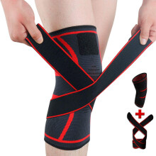 NA Compression Belt Knitting Sports Knee Pads Badminton Running Fitness Knee Pads Outdoor Mountaineering Knee Pads Red Single L