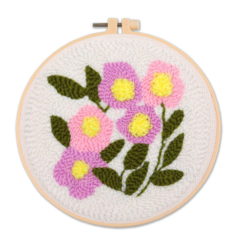 Beginner Punch Needle Embroidery Kit with Floral Pattern Instructions Punch Needle Embroidery MultiColor