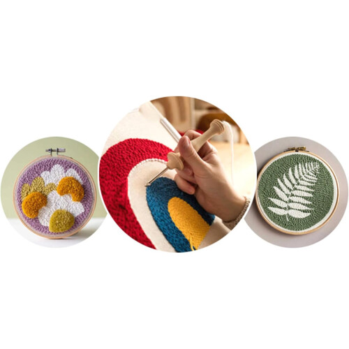 Beginner Punch Needle Embroidery Kit with Floral Pattern Instructions Punch Needle Embroidery MultiColor 1