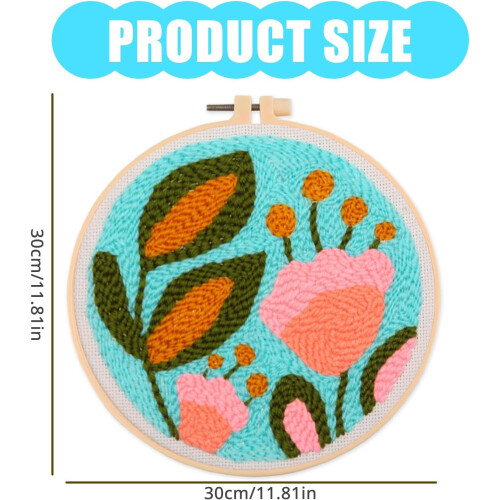 Beginner Punch Needle Embroidery Kit with Floral Pattern Instructions Punch Needle Embroidery MultiColor 2