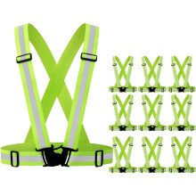10 Pack Reflective Running Vest - Safety Gear with High Visibility Adjustable Belts for Night Walking Men Women Kids
