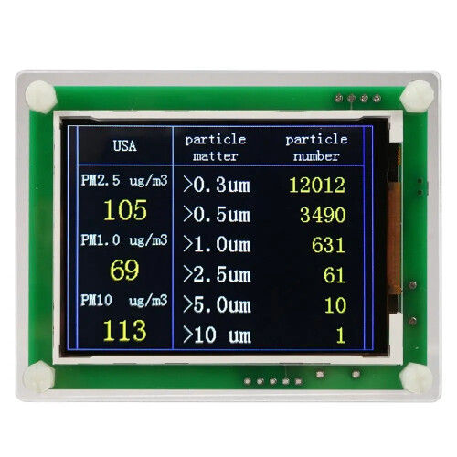 PM1.0 PM2.5 PM10 Detector Module Air Quality Dust Sensor Tester Detector Support Export Data Monitoring 2