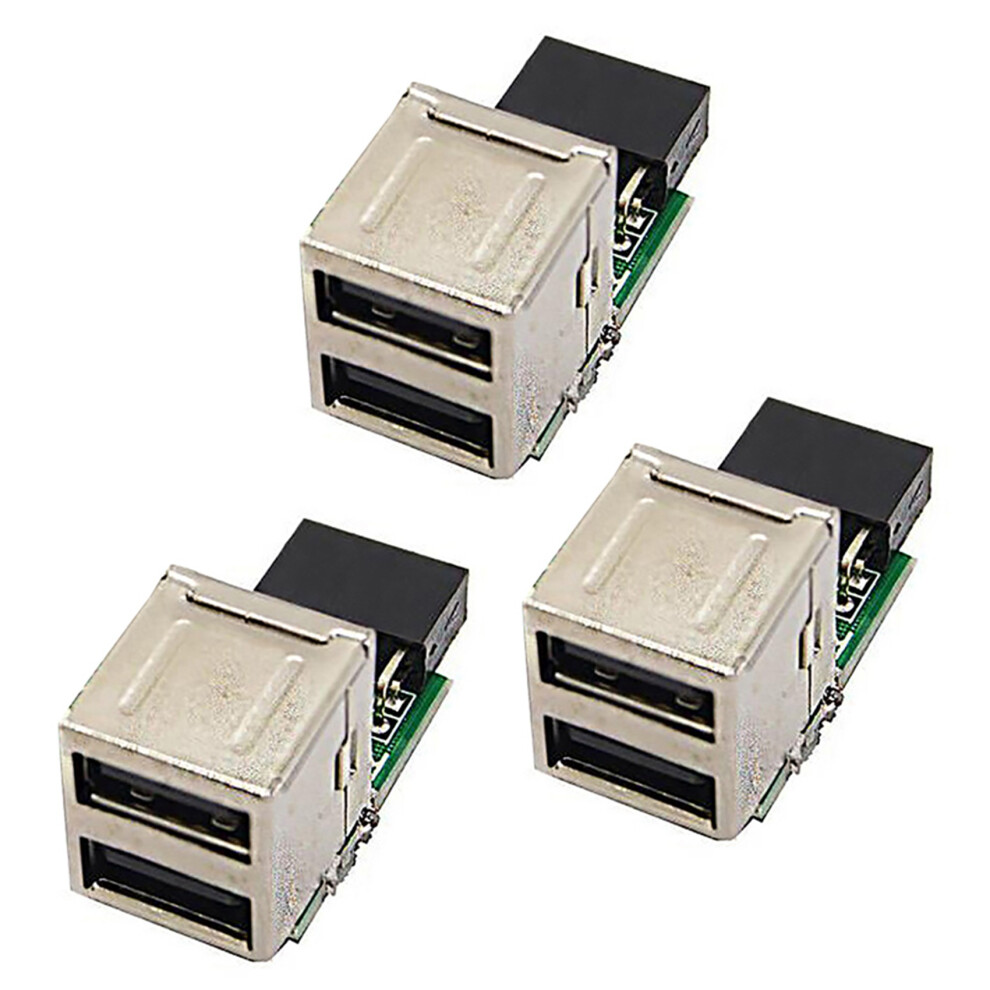 3X 9-Pin Motherboard To 2 Ports Usb 2.0 A Female Internal Header Adapter 6133381011021