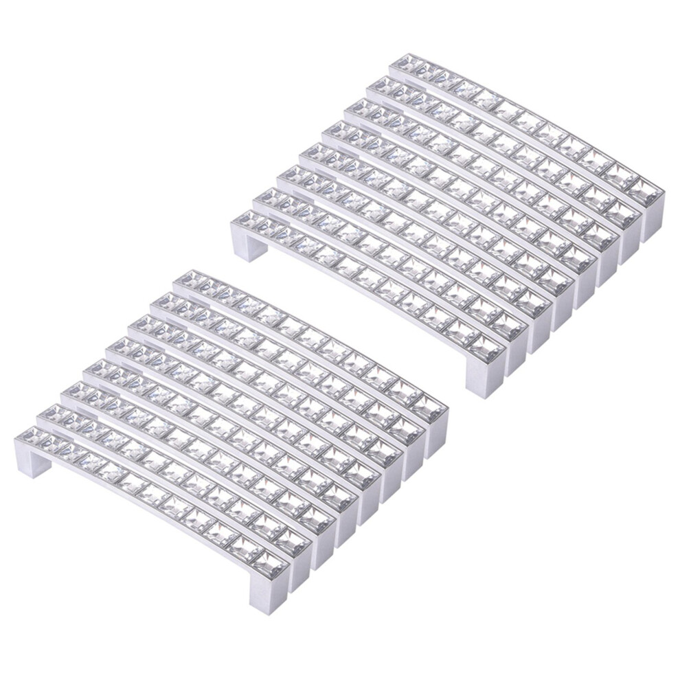 Pack Of 16 Europe Style Square Clear Crystal Rhinestone Furniture Door Wardrobe Cupboard Cabinet Drawer Pull Knobs 128Mm 6134218535673