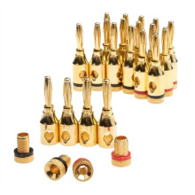 8Pcs 4mm 24k Gold-Plated Musical Cable Wire Banana Plug Audio Speaker Connector Plated Musical Speaker Cable Wire Pin Connector