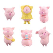 6 STUKS Roze Plastic Leuk Varken DIY Ambachten Hars Varken Cake Decoratie Fairy Tuin Decoratie Feest Decoraties