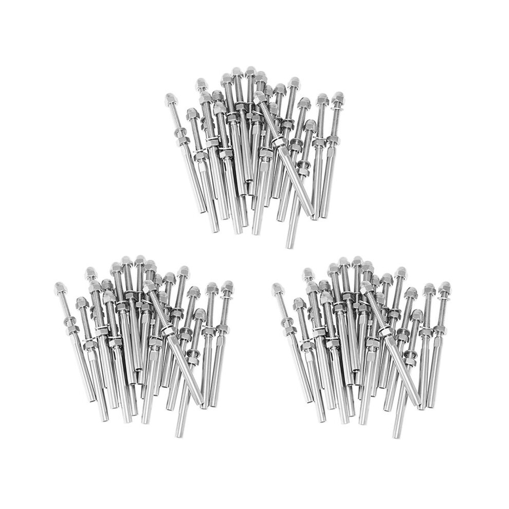 60Pack Threaded Terminal Stud Stainless T316 Marine Grade Stud End Fitting Terminal For 3/16 Inch Cable Deck Railing 4713939802473