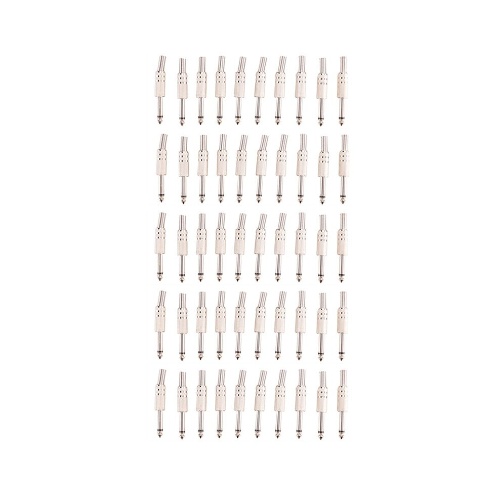 6.35Mm Mono Amplifier Plug 1/4Inch Male Mono Monaural Jack Audio Cable Connector Plug Microphone Audio Connectors 50Pcs 6134218575624