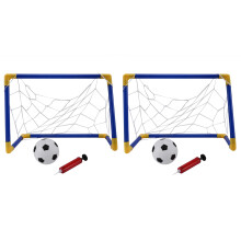 2X Folding Mini Football Soccer Goal Post Net Set with Pump Kids Sport Indoor Outdoor Games Toys