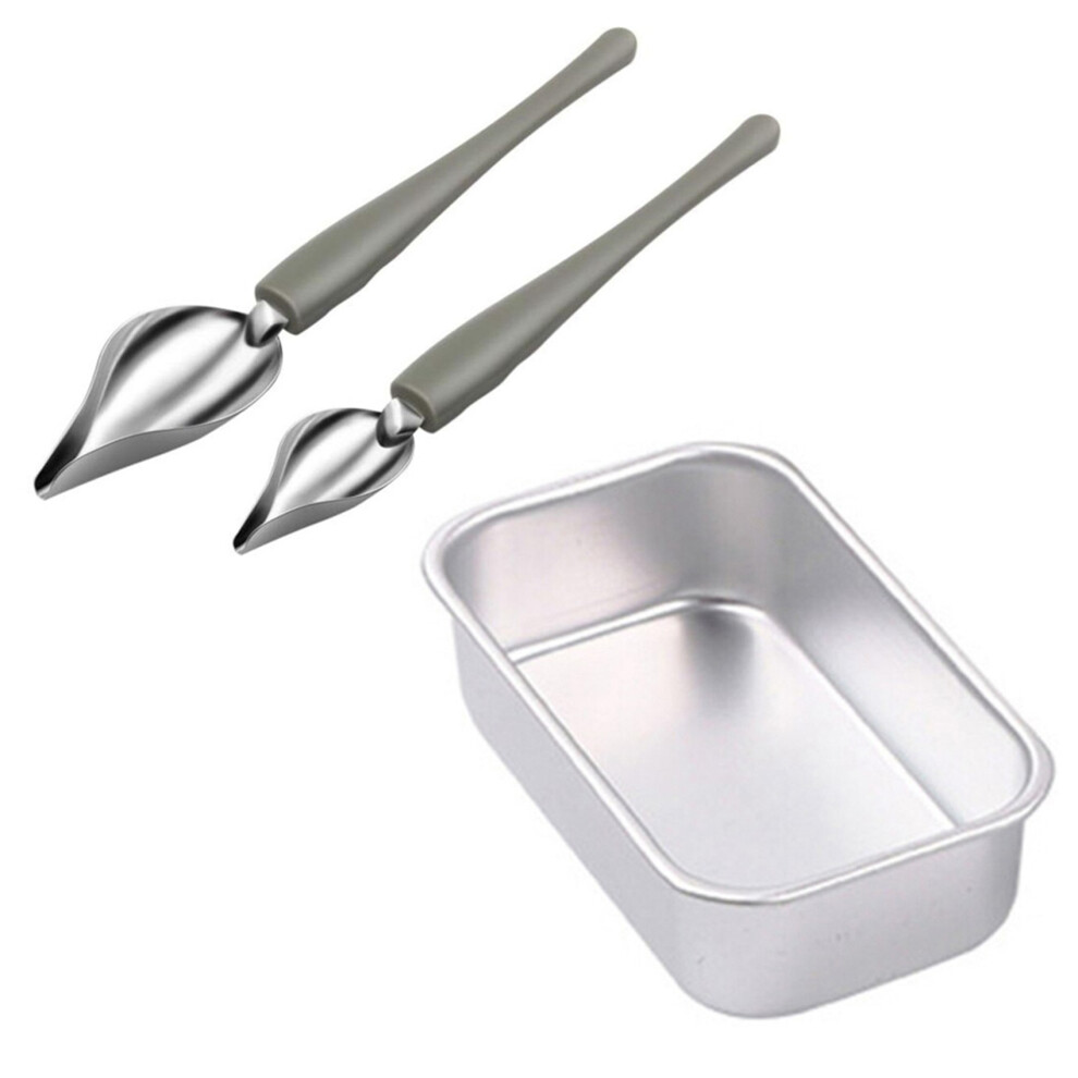 Culinary Drawing Decorating Spoon Set with Kitchen Non Stick Loaf Pan Banana Bread Baking Bakeware Cookware Tray