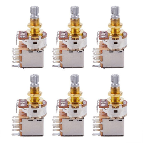 6X Guitar Pots 500K Short Split Shaft Audio Taper Push/Pull Potentiometer