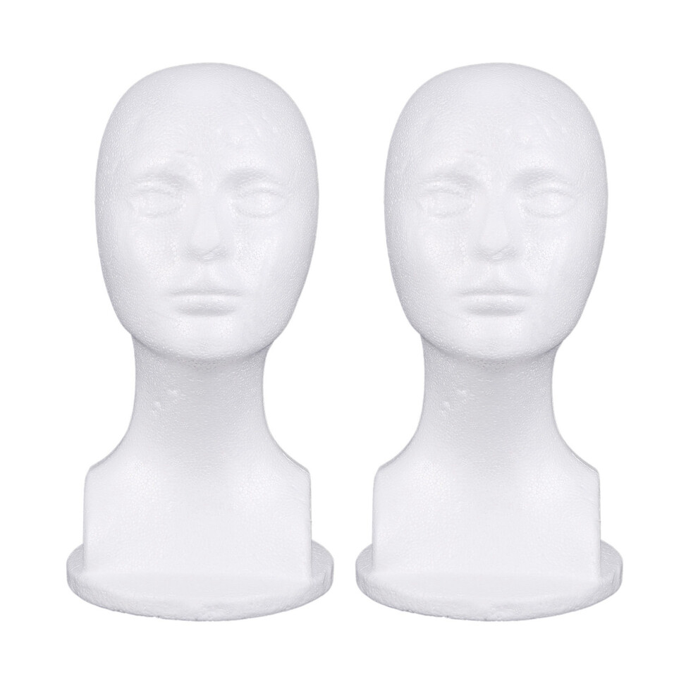 2X Styrofoam Mannequin Foam Head Model Glasses Hat Wig Display Stand