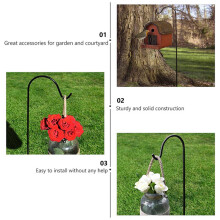 2 Pcs Shepherd Hooks Rust Resistant Garden Stake Metal Plant Stand Hanger Bird Feeder Pole, 120X10X1cm & 80.5X10X1cm
