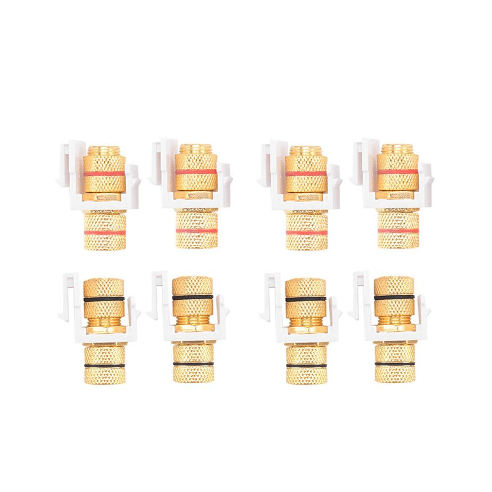 Banana Jack Binding Post Keystone Jack Insert With Black & Red Rings, Screw Type Audio Speaker Keystone, 4 Pairs/8 Pack 4713894103158