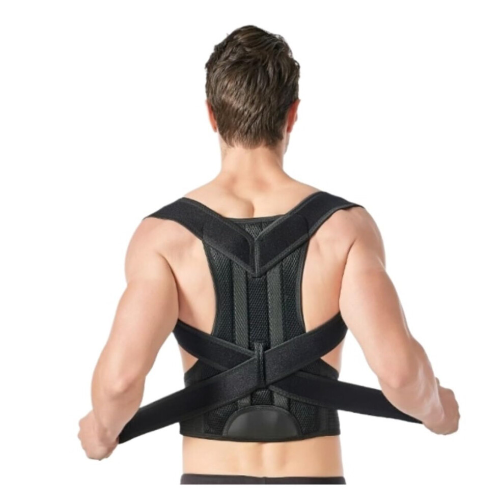 Black Full Back Support Belt Posture Corrector Waist Back Brace Lumbar Decompression Belt Back Support Belt Xs