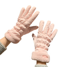 Gants thermiques à doublure en fourrure élégante,-rose clair