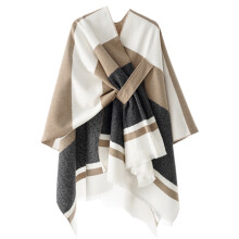 Couverture chaude à la mode châle enveloppement Poncho pour-Noir
