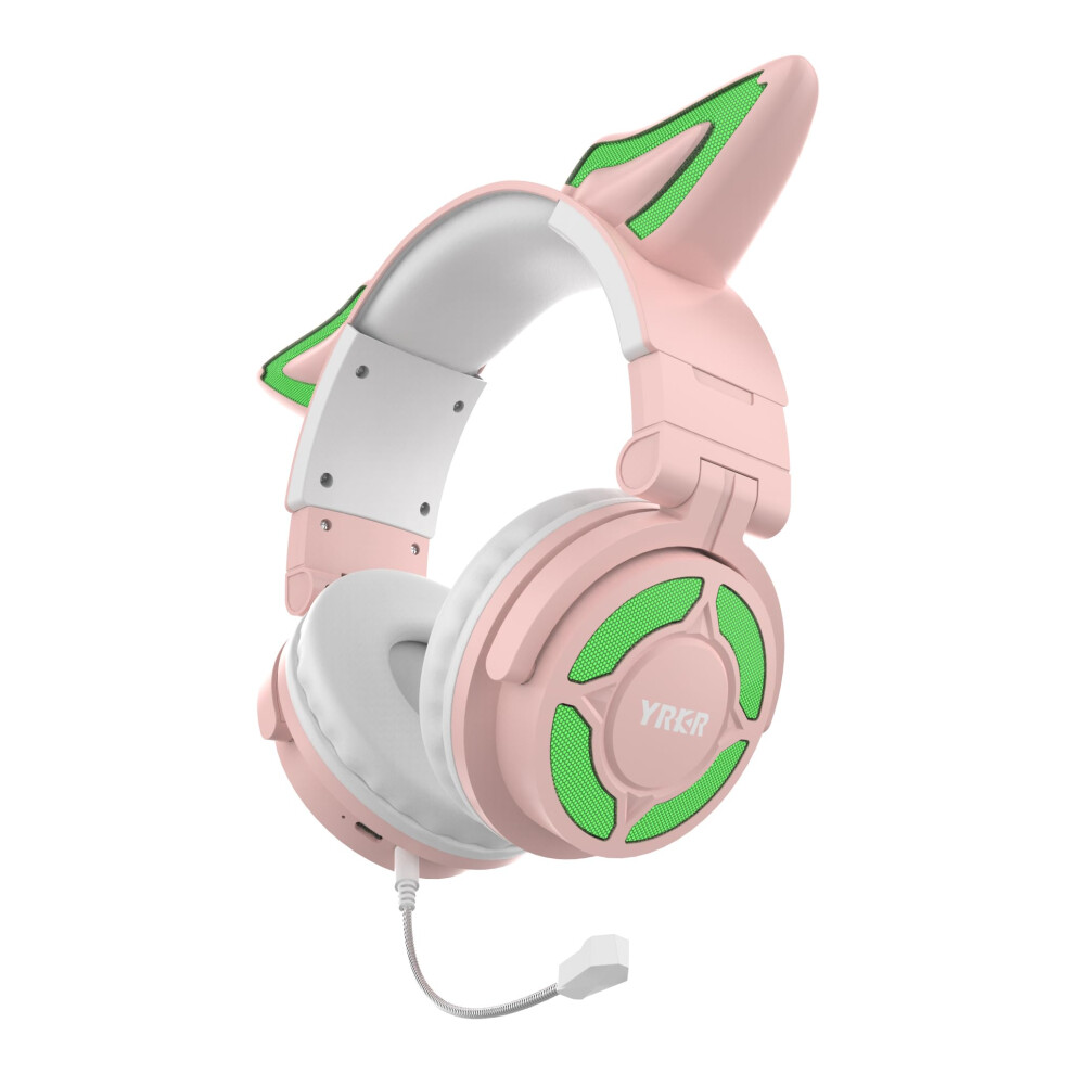 Bluetooth Headphones,Headphones Wireless Bluetooth V5.3,Over Ear Headphones Hifi Foldable Fox Ear Shell With Led For Smartphone Computer Laptop (Pink) Pink 9365049371483