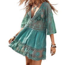 Chicovar Lace Coverup, Bikini Cover up Dress Long White | Black Lace Bathing Suit Sexy Beach Boho Dress Swimsuit