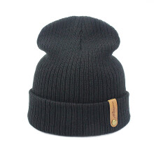 Chapeau tricoté en laine acrylique pour hommes, femmes et-Noir