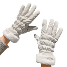 Gants en peluche à doublure en fourrure douce, fonction-Beige