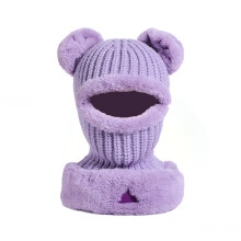 Chapeau d'oreille d'ours à la mode, tricoté-violet clair