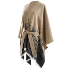 Ponchos unis doux pour femmes Capes Cardigans rétro Ponchos-kaki