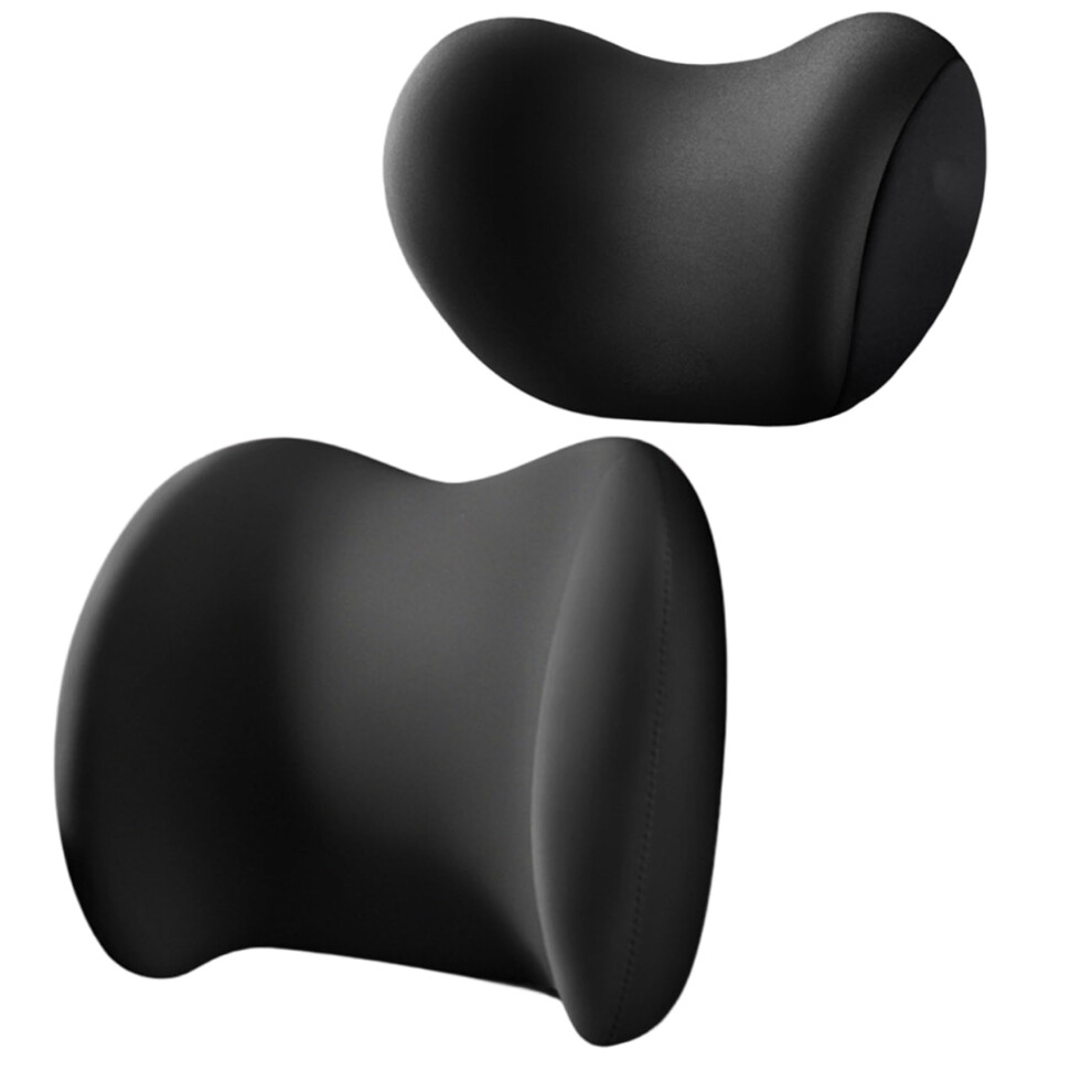 Headrest Lumbar Support Pillow Memory Foam Car Pillow, 2Pack, Breathable Fiber Cover, Ergonomic Fatigue Relief, Black 9412369425621