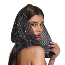 Chapeau en mailles orné de strass scintillants,-Noir