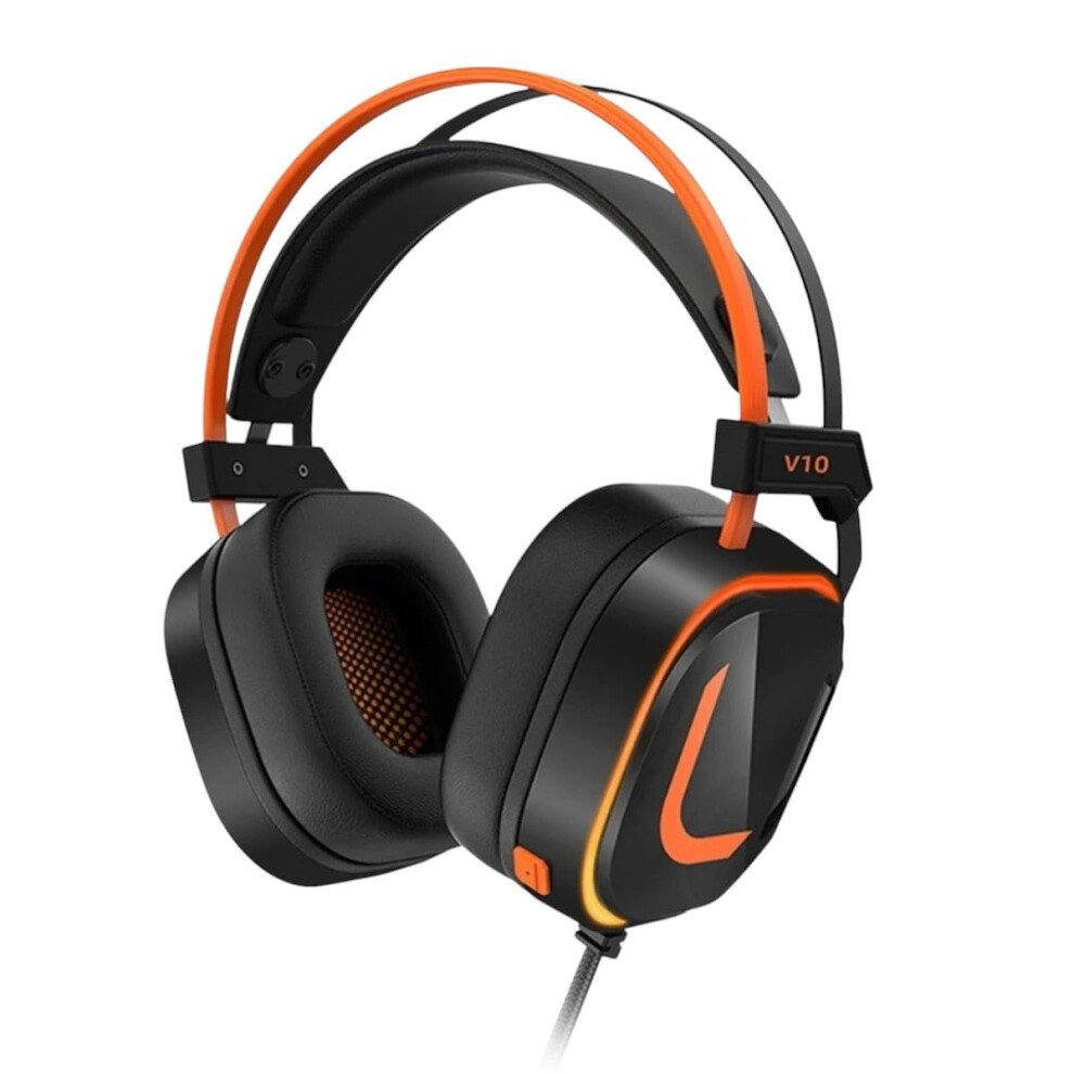 Colorgaming Headsets Over Ear Headphones With 50Mm Ergonomic Earphones Protein Leather Earmuffs Orange 9365049372961