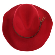 Homburg Top Hat Âge Victorien Porkpie Chapeau Exotique-Rouge