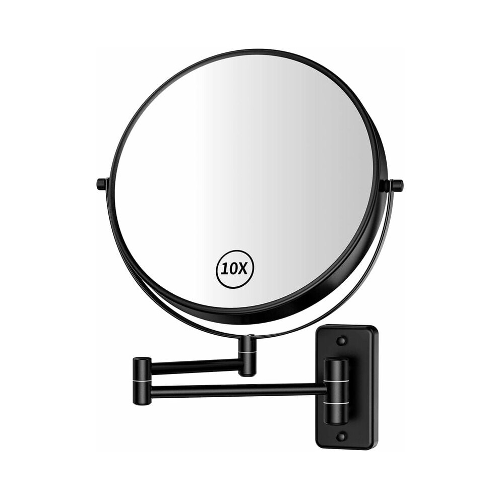 Adjustable Height Bathroom Mirror with 1X/10X Magnification, Extendable Arm 360 Swivel Wall Mount Magnifying Makeup Mirror, Double-Sided Mirror for