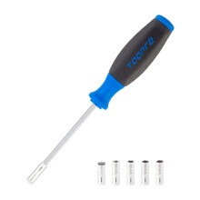Internal Nipple Spoke Wrench Repair Tool Alloy Steel Comfortable Grip Sturdy Anti Slip Handle Bike Spoke Tool with 5 Sleeves