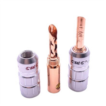2pcs 1red+1black Gold Plated Red Copper Banana Plug Terminals No Soldering Cable Audio Video Male Speaker Connectors Kit