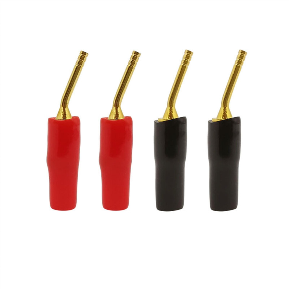 4Pcs Red Black Small 2Mm Banana Plug Curved Pin Connector Screw Lock Wire Audio Speaker Bananas Adapter 9365049374477