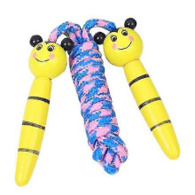 Kinder-Springseil, verstellbar, mit gewebtem Baumwoll- und Holzgriff, geeignet für Jungen und Mädchen, Fitnesstraining und Spielspaß