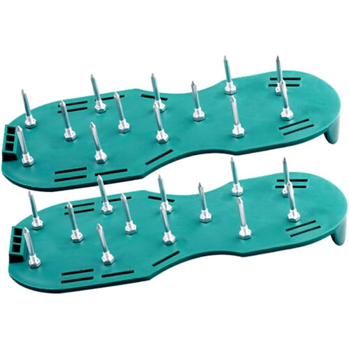 Aerator shoe pair with spikes, adjustable belt and buckle, combination tool Ref: 8688 2