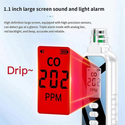 Detectores de monóxido de carbono com visor LCD e 2 pilhas AAA (branco) 2