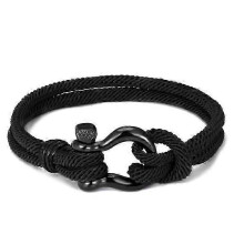 Hufeisenarmband mit Schnalle, gewebtes Armband, trendiges Armband, schwarzes Armband, Schmuckarmband