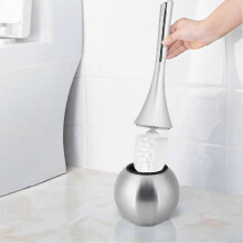 WC-Reinigungsbürsten- und Halter-Set mit Edelstahlfuß für mühelose Reinigung und Hygiene (S)