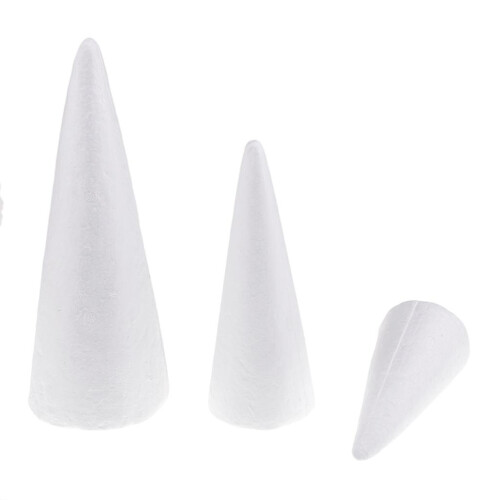 3x Cone Polystyrene Foam Styrofoam 3 Sizes for DIY Crafts Xmas Tree De 1