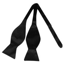 Satin Tuxedo Self Tie Bowtie Necktie for Men - Black