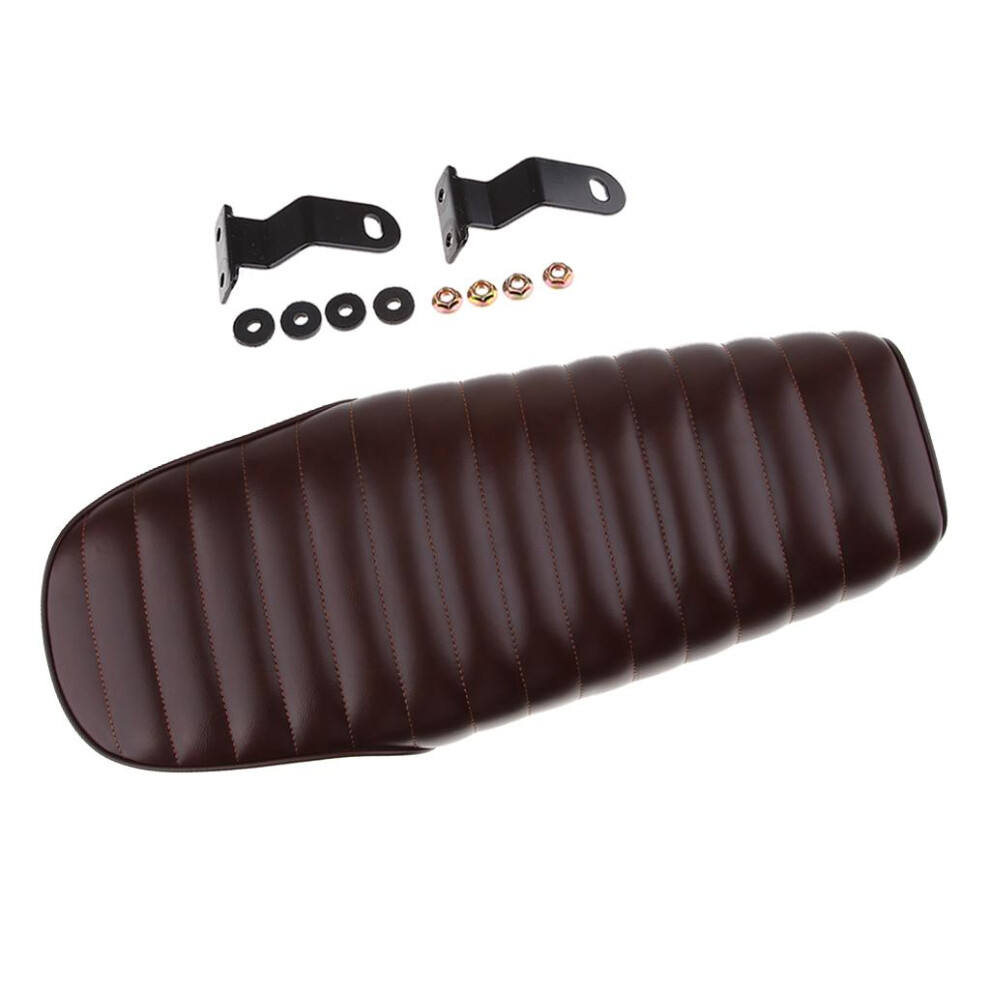 Motorcycle Cafe Racer Seat Flat Saddle For Vintage Street Bike Brown 614089022442