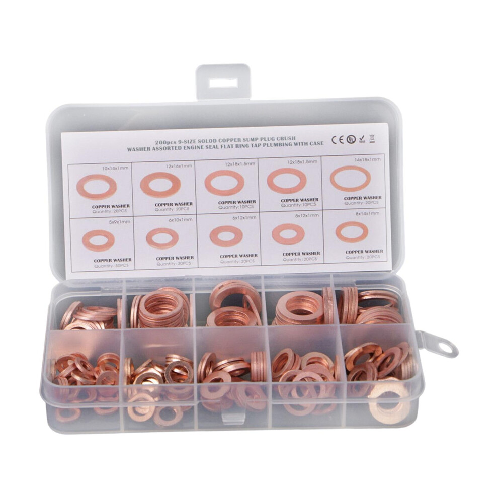 Copper Washer Gasket Set Crush Washer Assortment Sealing Washers Coppe 809783458240