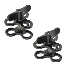 2xTriple Ball Clamp 3 Holes Underwater Diving Light Arm System Bracket