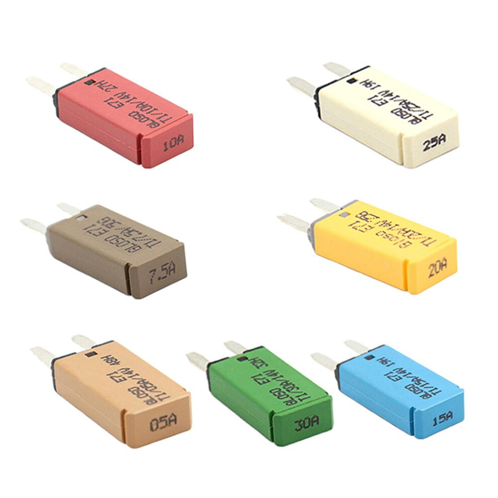7 Pieces Car Circuit Breaker Blade Fuse 5A/7.5A/10A/15A/20A/25A/30A 721442723790