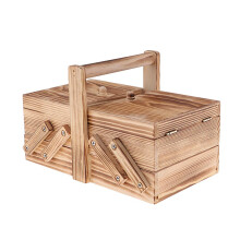 Vintage Cantilever Case Wooden Sewing Box Shabby Chic Jewelry Storage